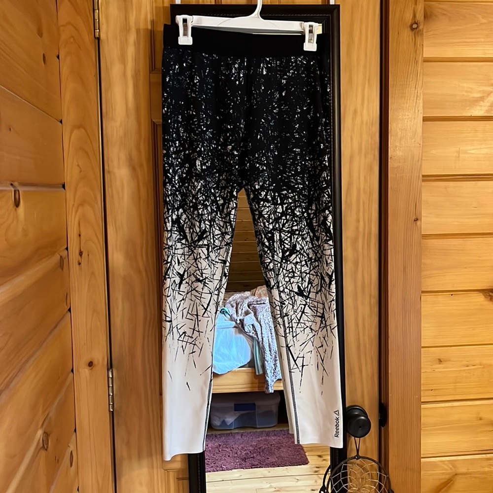 Super soft black and creamy white Reebok Leggings